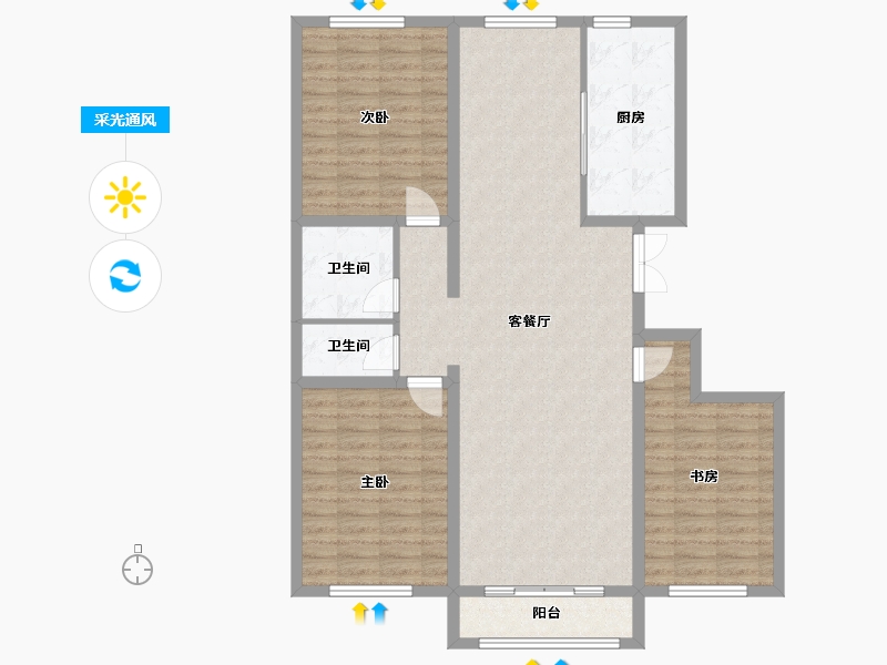 内蒙古自治区-包头市-华泰名居-114.40-户型库-采光通风