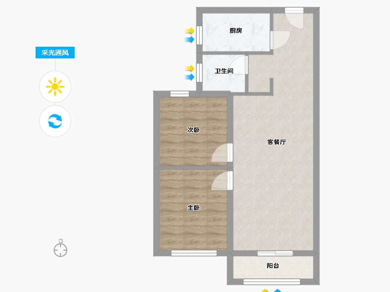 河北省-廊坊市-金地小区-69.60-户型库-采光通风