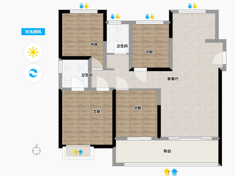 江苏省-常州市-圣东福地-113.60-户型库-采光通风