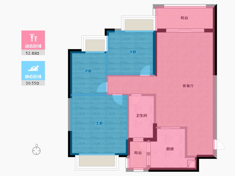 湖南省-湘西土家族苗族自治州-湘西州恒大御龙天峰-74.59-户型库-动静分区