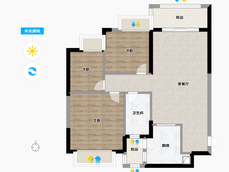 湖南省-湘西土家族苗族自治州-湘西州恒大御龙天峰-74.59-户型库-采光通风