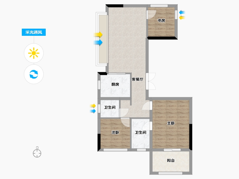 四川省-成都市-国贸锦原-72.66-户型库-采光通风