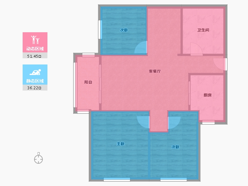 江苏省-南京市-月光广场-83.66-户型库-动静分区