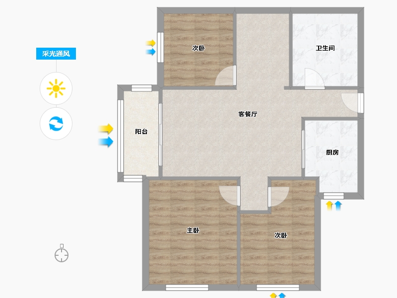 江苏省-南京市-月光广场-83.66-户型库-采光通风