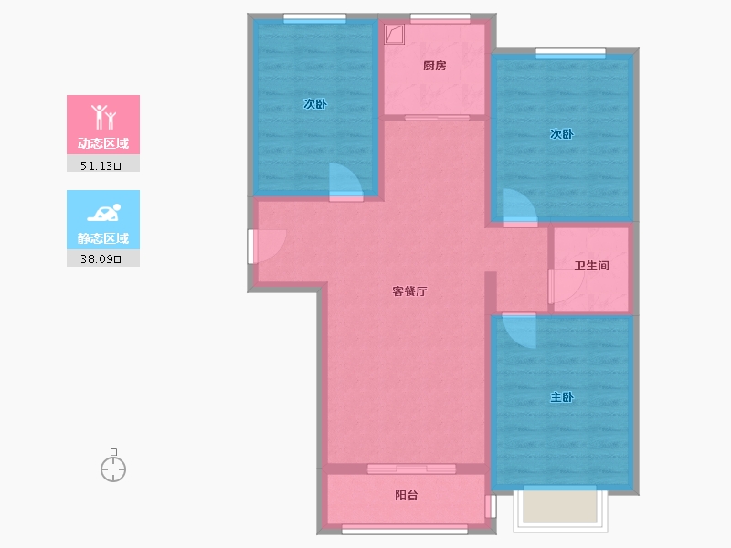 内蒙古自治区-鄂尔多斯市-世泰华府-99.41-户型库-动静分区