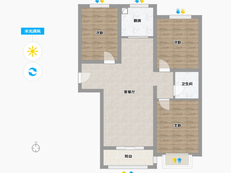 内蒙古自治区-鄂尔多斯市-世泰华府-99.41-户型库-采光通风