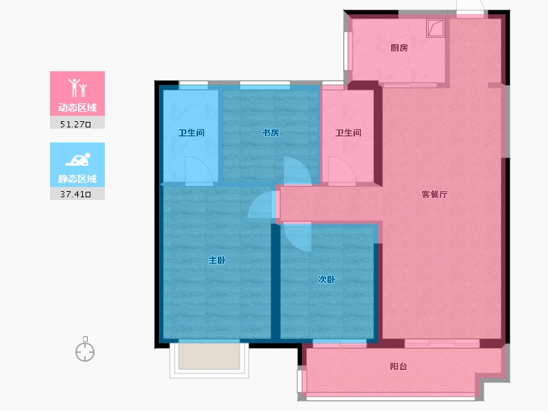 山东省-菏泽市-赵水洼紫园-89.00-户型库-动静分区