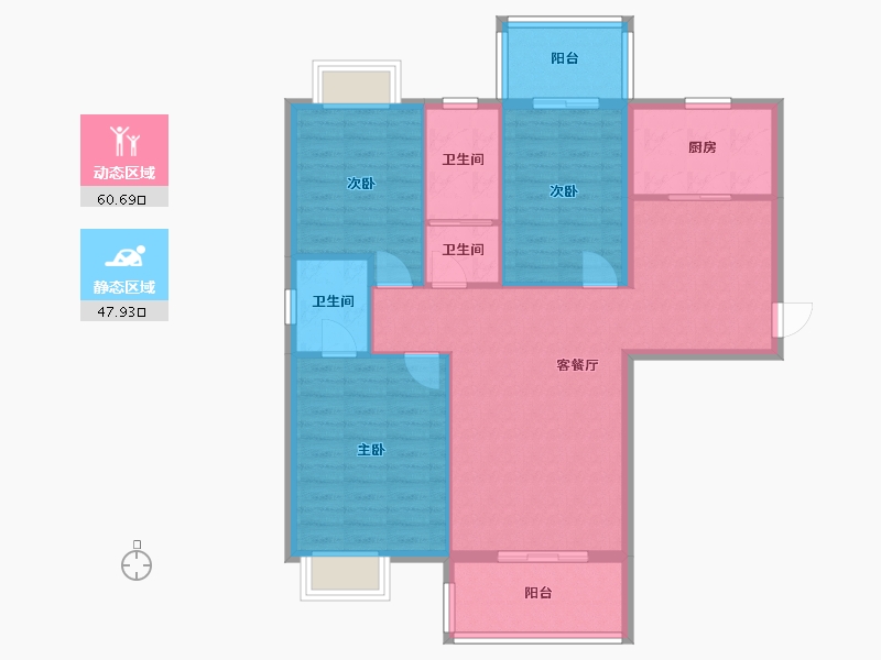 湖北省-宜昌市-悦山新居-98.40-户型库-动静分区