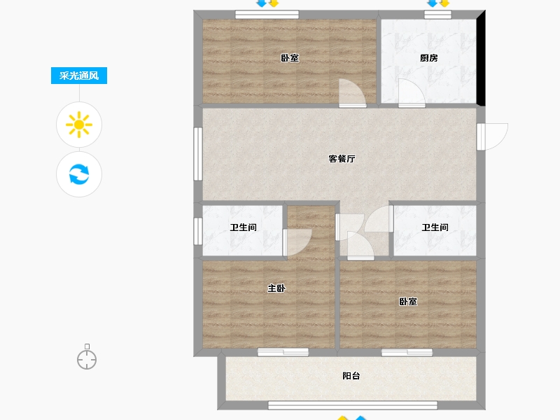 福建省-福州市-秀林居-84.00-户型库-采光通风