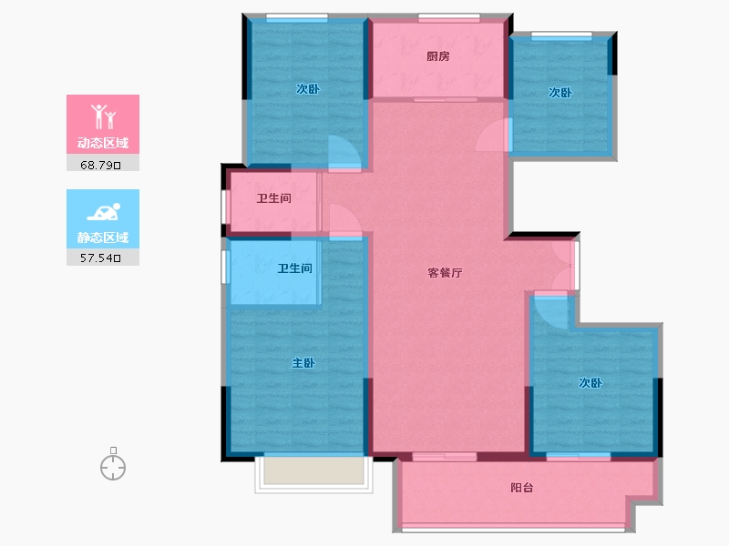 山东省-菏泽市-云峰中央公园-113.60-户型库-动静分区