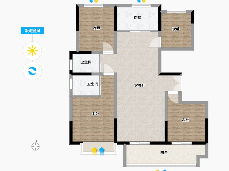 山东省-菏泽市-云峰中央公园-113.60-户型库-采光通风