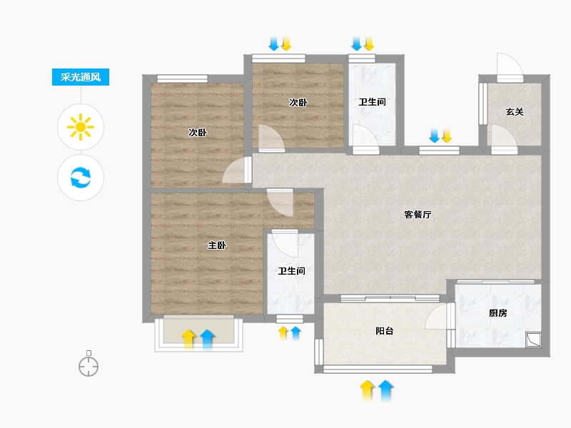 四川省-眉山市-九溪公园里-74.24-户型库-采光通风