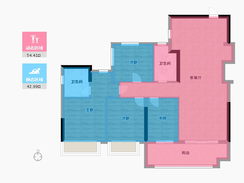 广东省-中山市-万科深业·湾中新城原墅-87.29-户型库-动静分区