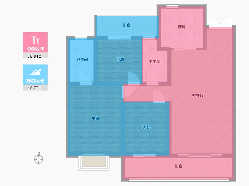 陕西省-咸阳市-璟樾府-94.53-户型库-动静分区