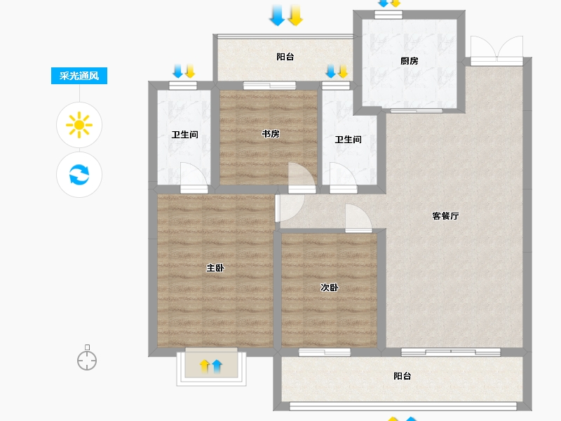 陕西省-咸阳市-璟樾府-94.53-户型库-采光通风