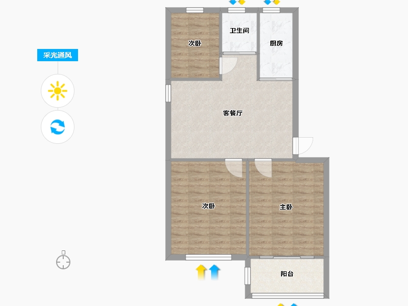 江苏省-南京市-尧建新村小区-70.40-户型库-采光通风