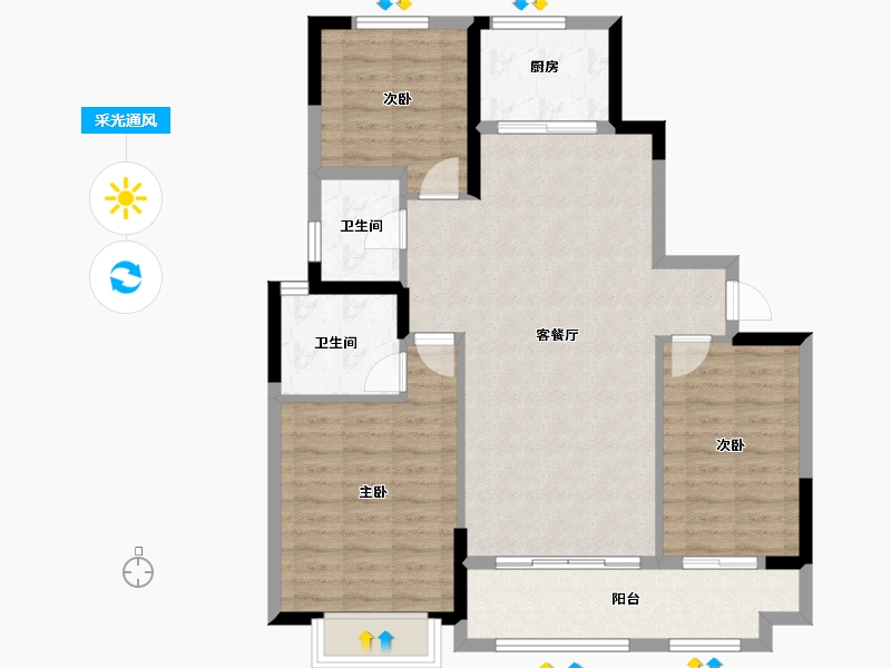 山东省-泰安市-中悦新城-94.68-户型库-采光通风