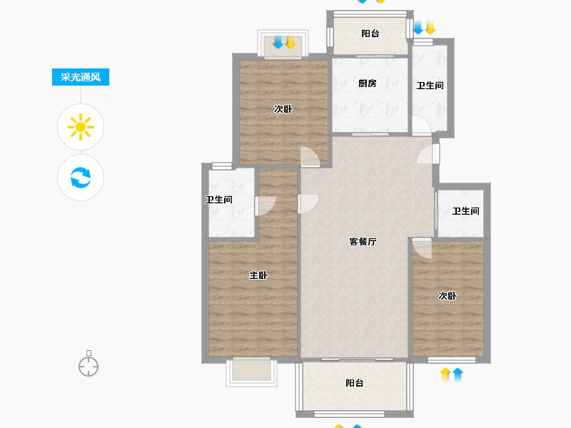 江苏省-苏州市-花溪畔居-南区-109.82-户型库-采光通风