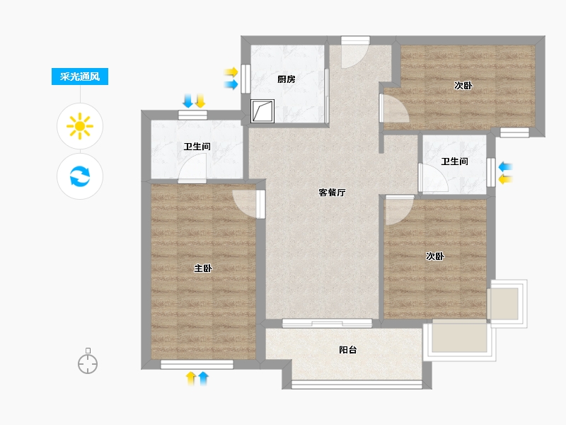 福建省-漳州市-建发朗云-71.21-户型库-采光通风