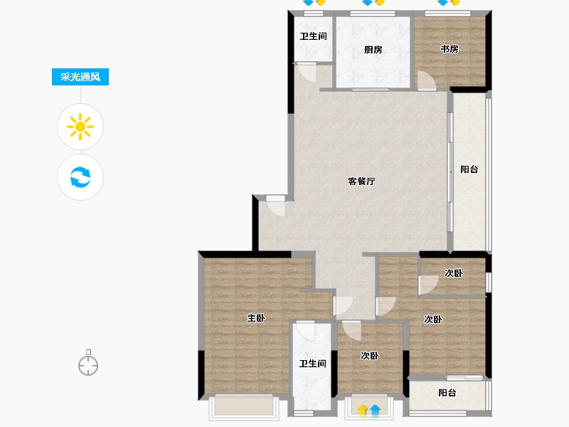 浙江省-杭州市-绿城绿汀春晓轩-142.55-户型库-采光通风