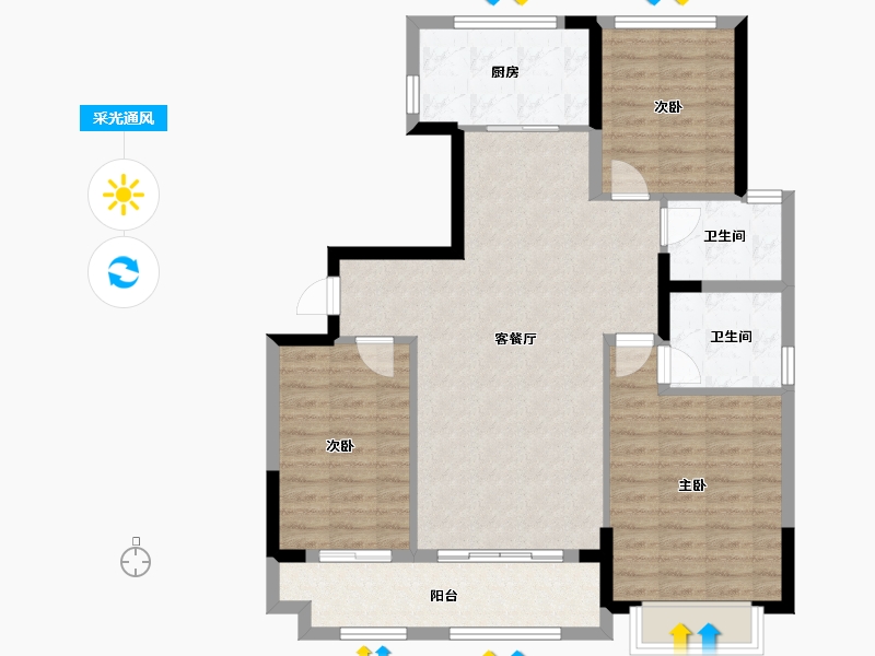 山东省-泰安市-中悦新城-97.80-户型库-采光通风