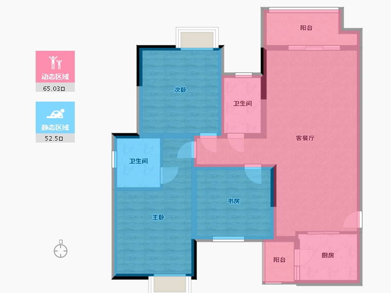 四川省-成都市-98号府邸拾光里-105.19-户型库-动静分区