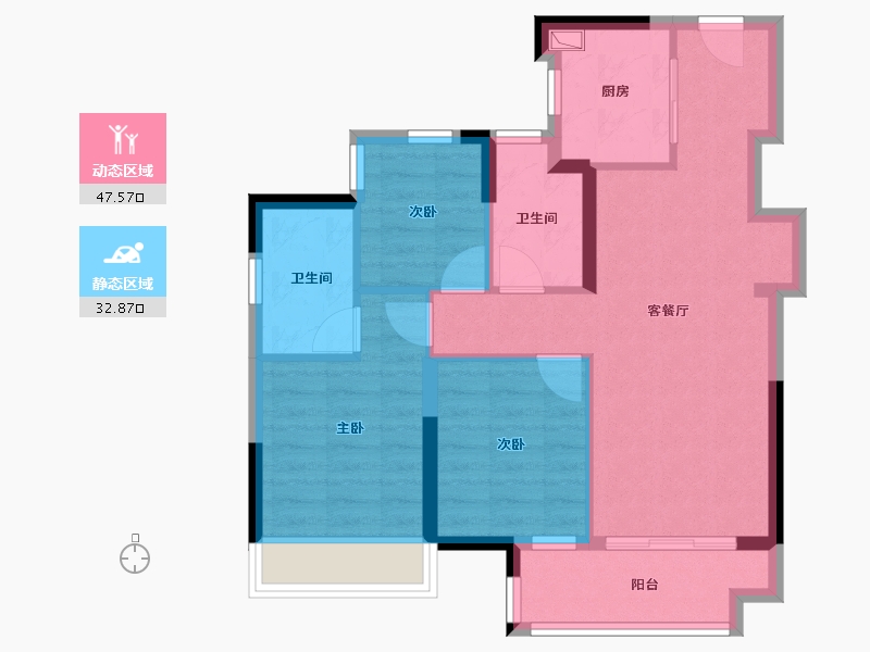 广东省-中山市-万科深业·湾中新城原墅-71.19-户型库-动静分区