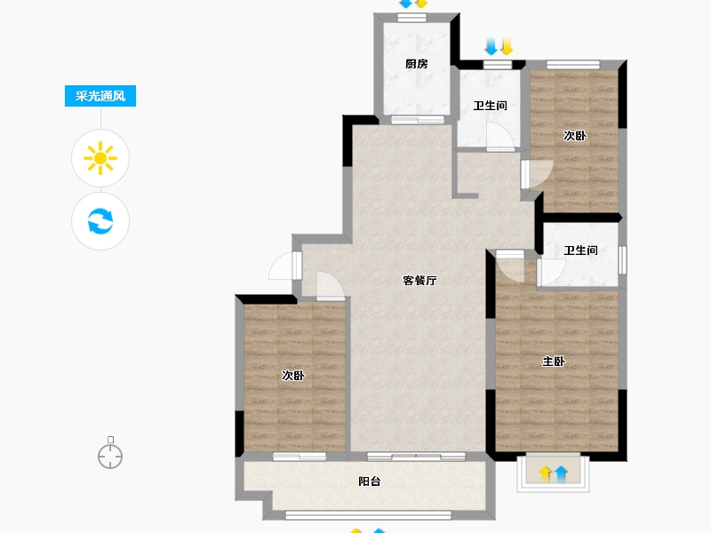 山东省-泰安市-中悦新城-98.81-户型库-采光通风