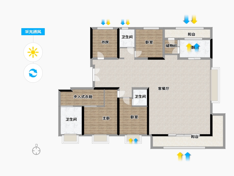 陕西省-西安市-中粮奥体壹号-200.30-户型库-采光通风