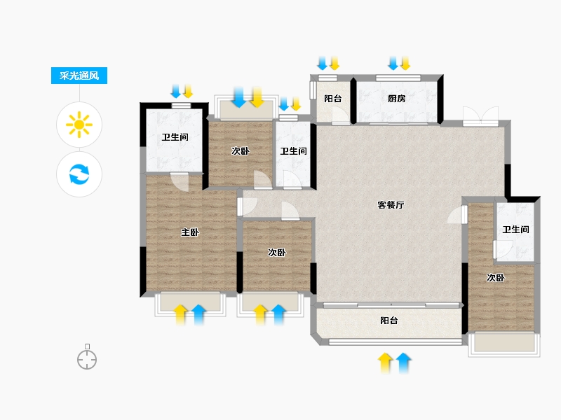 四川省-成都市-国贸蓉上-135.53-户型库-采光通风