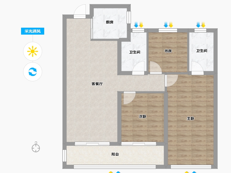 浙江省-杭州市-兴耀玉珊瑚-84.43-户型库-采光通风