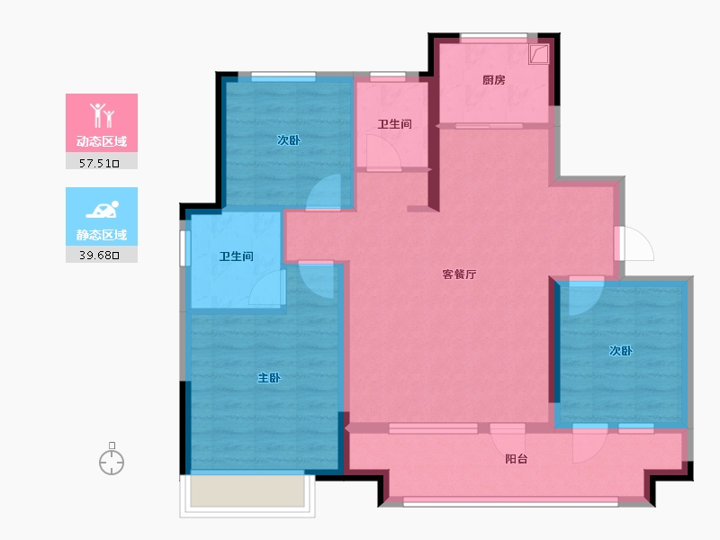 山东省-青岛市-北岸雅望-86.40-户型库-动静分区