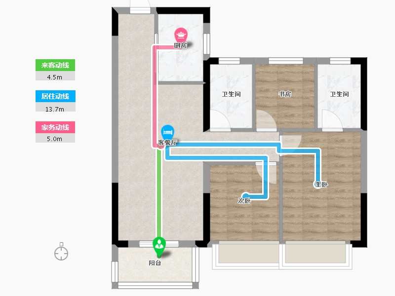 浙江省-绍兴市-星澜城-69.89-户型库-动静线