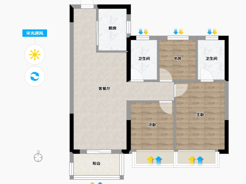 浙江省-绍兴市-星澜城-69.89-户型库-采光通风