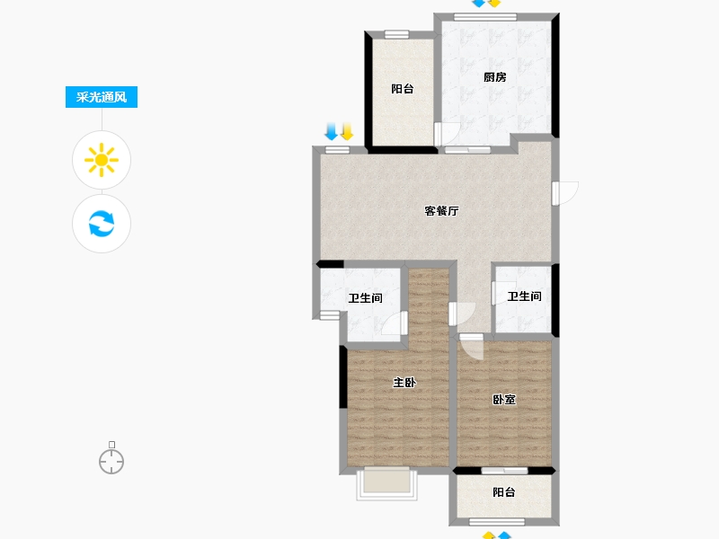 江苏省-常州市-金新御园-106.40-户型库-采光通风