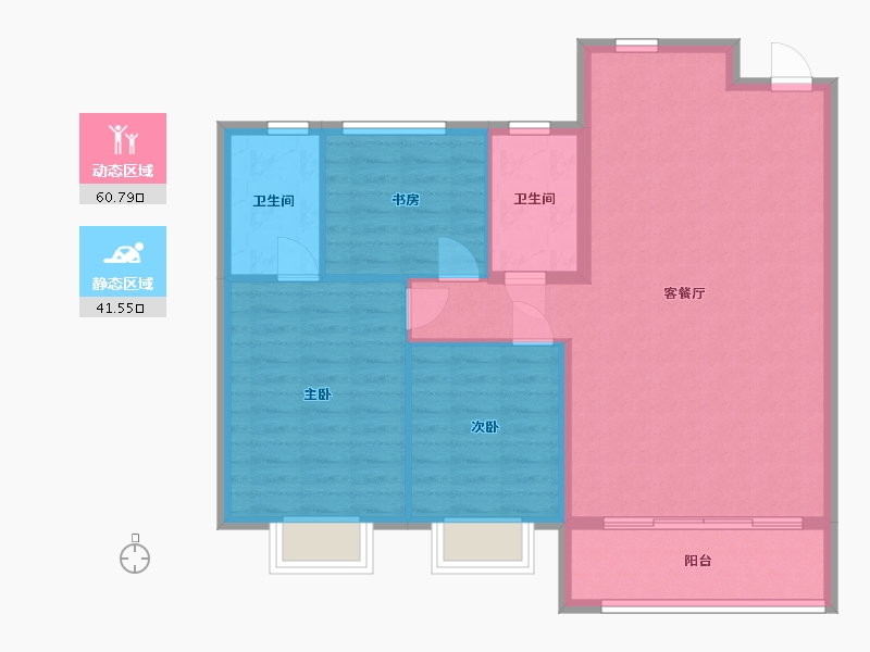 浙江省-宁波市-保利·明州瑧悦府-93.52-户型库-动静分区