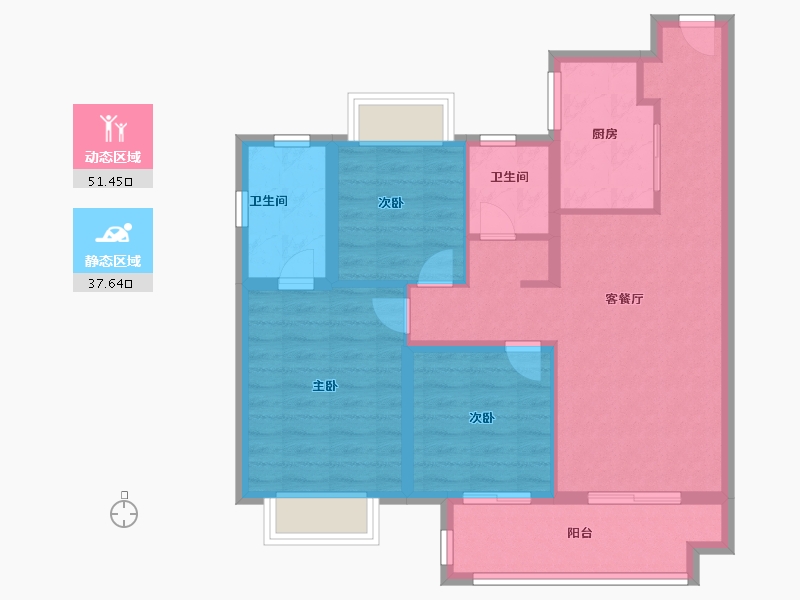 江苏省-南京市-华侨城欢乐时光-79.20-户型库-动静分区