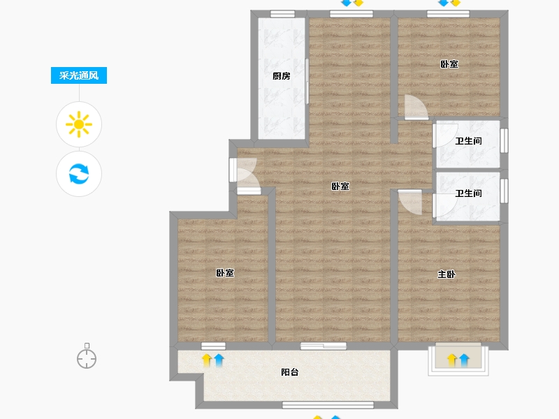 山东省-聊城市-畅博书香首府-111.00-户型库-采光通风