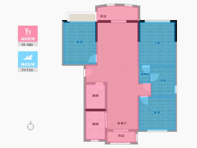 江苏省-常州市-金色新城-128.00-户型库-动静分区