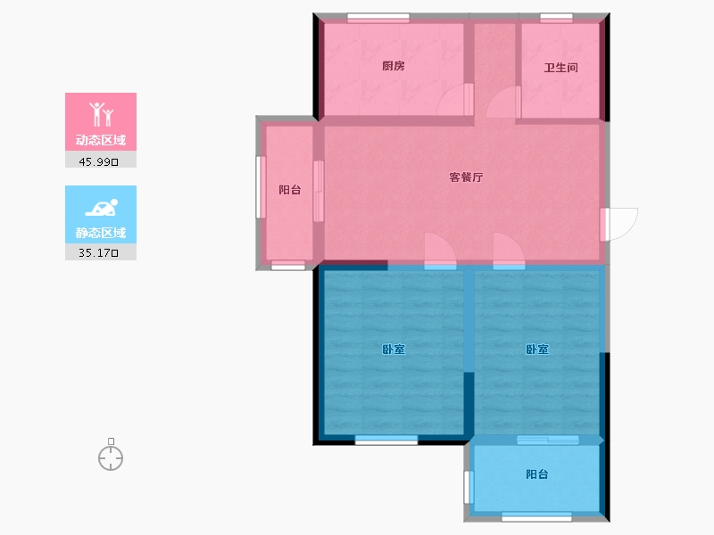 江苏省-南通市-兴石花园-72.00-户型库-动静分区