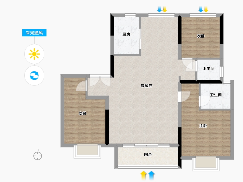 山东省-菏泽市-东明融旷凯兴府-111.26-户型库-采光通风