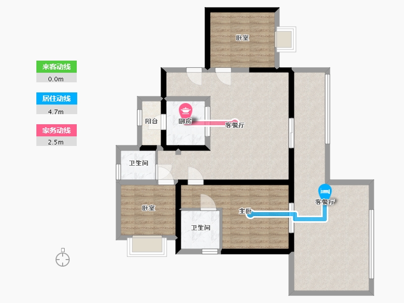 云南省-昆明市-安宁院子-92.80-户型库-动静线