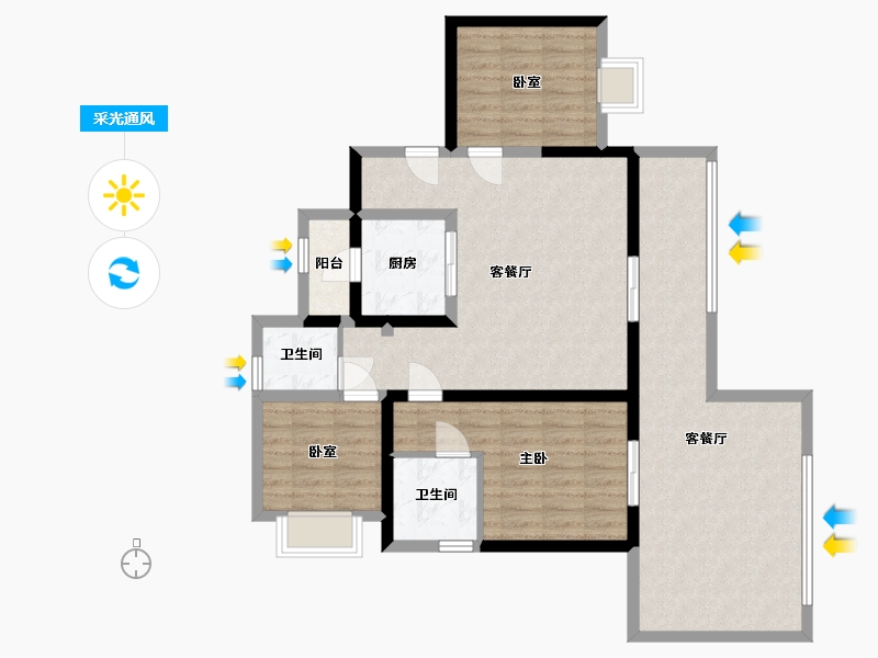 云南省-昆明市-安宁院子-92.80-户型库-采光通风