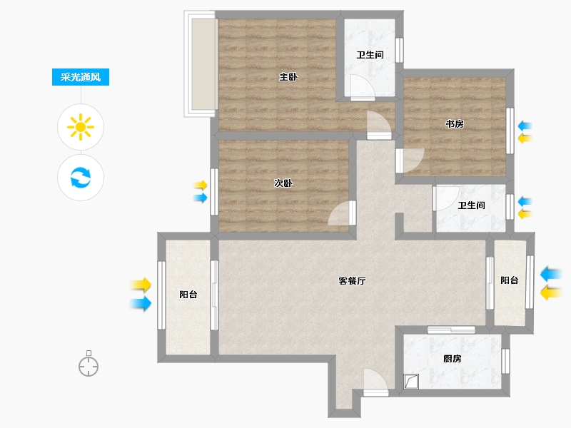 山东省-济南市-绿地新里香榭丽公馆-东区-120.00-户型库-采光通风