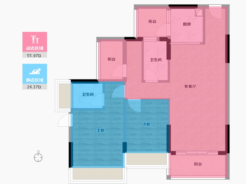 广东省-清远市-江湾雅居-76.80-户型库-动静分区