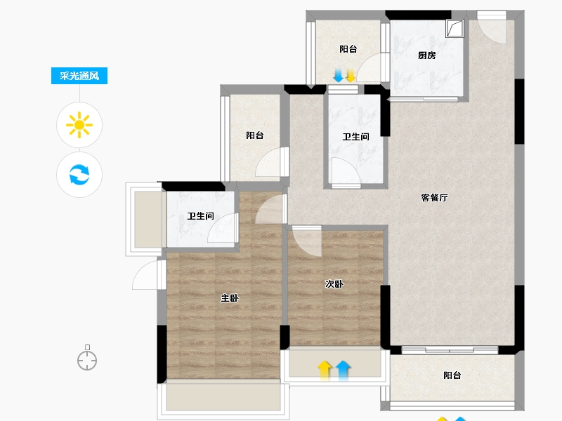 广东省-清远市-江湾雅居-76.80-户型库-采光通风