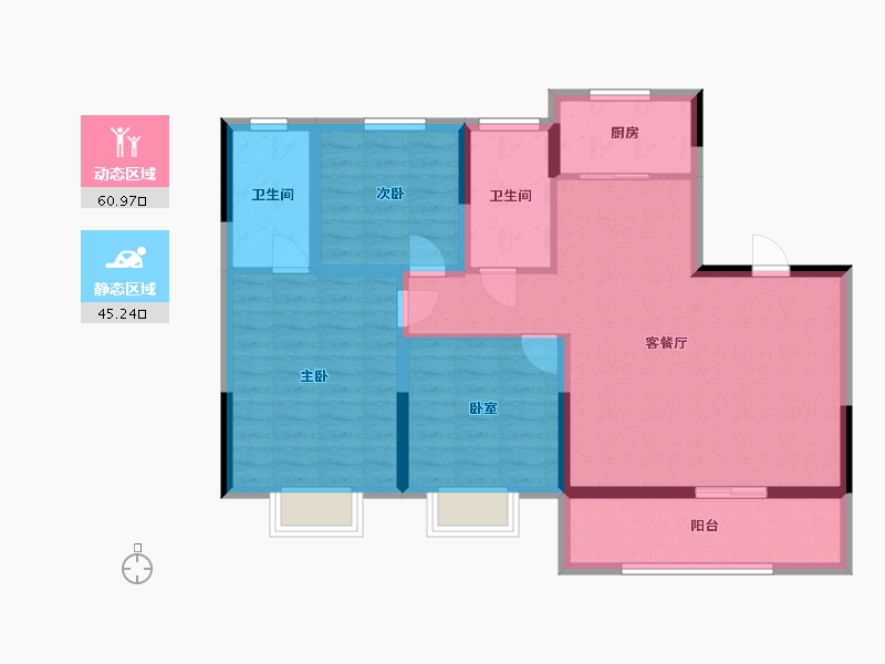 浙江省-绍兴市-勤业未来城-95.20-户型库-动静分区