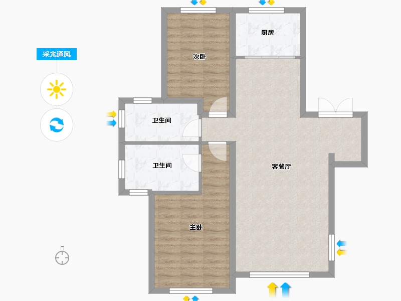 辽宁省-丹东市-凤凰首府A804A1104-97.60-户型库-采光通风