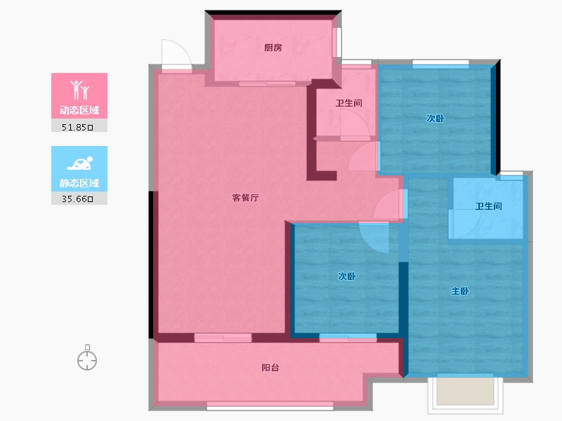 陕西省-铜川市-大唐养生小镇观唐里小区-8号楼-88.00-户型库-动静分区