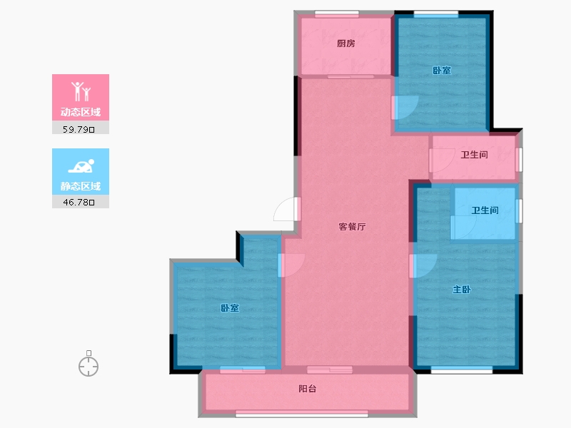 山东省-泰安市-泮河龙韵-95.20-户型库-动静分区